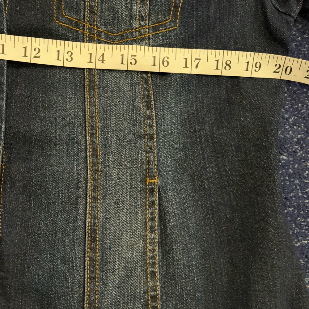 J Jill Blue Denim Trucker Jacket Women’s Small Petite Button Up Pockets Stretch - Picture 5 of 9